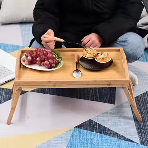 Nanzhu binaural rectangular folding table for notebooks, elderly people on the bed eat confinement o