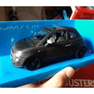 Miniature Diecast toy car for boys, 32 scale, RMZ City Fiat 500 brand, Black Matte