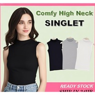 Korean Women Sleeveless Singlet Inner Crop Top Shirt Turtleneck Camisole female Tight-fitting