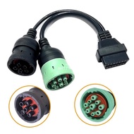 【MT】 6 Pin J1708 or 9 Pin J1939 to 16 Pin OBD2 OBDII Adapter Cable Heavy Duty Truck Car Accessories