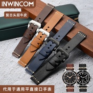 Vintage Cowhide Strap Calfskin Men's Suitable For Rolex Citroena Panerai Handmade Watch 22mm