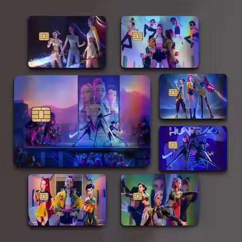 Kpop D-Demon H-Hunters Fashion Laser Effect Bank Card Stickers Removable Aesthetic Card Decor