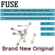Threaded Winding Fuse 5 * 20mm 250V Glass Fuse T100MA T125MA T500MA 1A 2A 3A 4A 5A 8A 10A 12A 15A 20