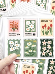 1包120枚花形郵票貼紙感謝標籤,適用於封口禮盒,糕點包裝封口,包裝標籤