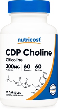 Nutricost CDP Choline (Citicoline) 300mg, 60 Vegetarian Capsules - Non-GMO, Vegetarian Friendly, Glu