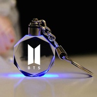 BTS Car Keychain LED Light 7 Color Crystal Customized Keyring Motorcycle Personalized Key Chain Anti