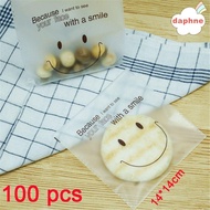 DAPHNE 100 Pcs Matte Cookie Bags Snack Self-adhesive Smile Face Cute Candy Biscuits Plastic Baking Packaging  ELEGANT