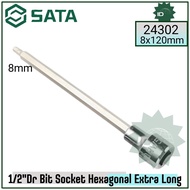 Socket Hex Bit M8 1/2" Dr. Bit Socket, 120MM Length, Hexagon 8MM 24302 Sata Tools