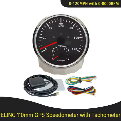 Newest 110mm GPS Speedometer 0-120MPH 0-200km/h with 0-8000RPM Tachometer with Red Backlight for Car