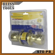 B.I.T 570-ET-PB Entrance Door Knob Lock Keyed Tubular Lockset Stainless Heavy Duty (Gold)