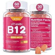 Vitamin B12 Gummies 5000mcg / 10000 mcg (Methyl B12) with B9 Folate, Vitamin D3 & C, Extra Strength