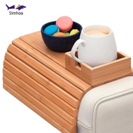 [Simhoa] Bamboo Couch Cup Holder Decoration Couch Drink Holder Sofa Armrest Tray Portable for Snacks