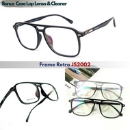Frame Kacamata Retro Lebar J52002 Eyeglass Unisex Pria Wanita Lensa Minus Baca Anti Radiasi Photocro