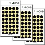A-One 07029-3P COLOR_NAME Labels, Black, Round, 0.6 inches (15 mm), 14 Sheets, Set of 3