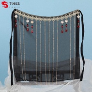TOBIE Hanfu Face Veil All-match Sunscreen Crystal Tassel Mesh Artistic Photos Chinese Hanfu Accessories