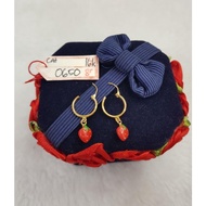Jr347D365D gold jersey earrings for children, red strawberry fruit, new fashion, genuine gold jewelr