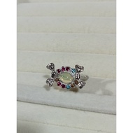 (R358) WHITE OPAL NATURAL GEMSTONE ADJUSTABLE SILVER RIBBON RING 白欧泊天然宝石可调节银带戒指 CINCIN PERAK BATU PERMATA