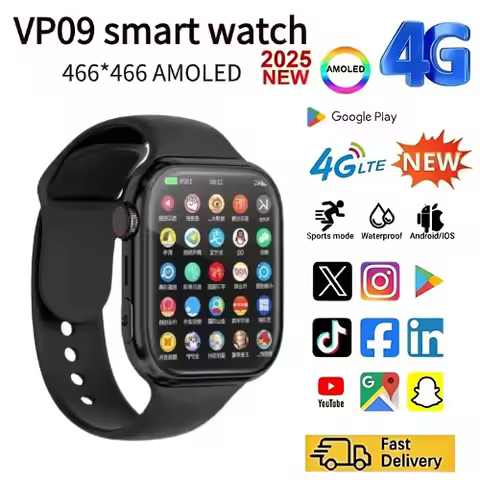 New VP09 Smartwatch 4G 5G Dual SIM Android OS GPS Navigation WIFI Connection 8MP Rotating Camera Goo