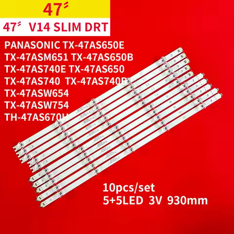 10Pcs/1Set LED Backlight Strip for Panasonic 47" TV TX-47AS650E TX-47ASM651 TX-47AS650B TX-47AS740E 