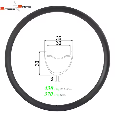 430g 650B MTB XC AM trail 36mm asymmetric clincher tubeless carbon rim 30mm profile inner 24H 28H 32