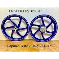 Sport Rim Enkei 6 Leg Biru GP For Yamaha 125 Z/ZR,LC135 V2/V3 5 Speed(Depan-1.60X17,Blkg-2.50X17)