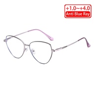 VIENDO Anti Blue Ray Reading Eyeglasses Women Metal Cat Eye Fashion Blue Light Blocking Filter Computer Glasses UV400 Protection Optical Glasses