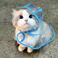 dog raincoat Cat jas hujan telus jubah kucing pakaian anak kucing poncho telus topi hujan kalis air 