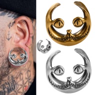 1 Pair Gauge Ears Silver Gold Color Retro Smiley Cat Face U-Shaped Earlobe Earrings Hip Hop Punk Pie
