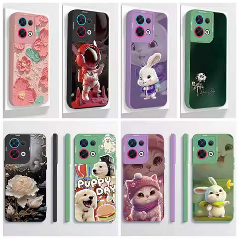 For Oppo Reno8 Phone Case CPH2359 Aesthetic Cartoon Astronaut Soft Liquid Silicone Funda For Oppo Re