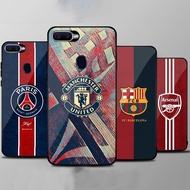 OPPO A7, F9, A5s, A12 Case High Quality Tempered Glass, Football Club Print