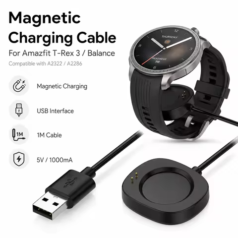 Magnetic Charging Cable for Amazfit T-Rex 3 A2322 Balance A2286 Smartwatch Charger Cord Replacement 