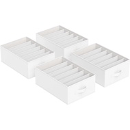 SONGMICS Set of 4 Large Size Wardrobe Clothes Organizers, 6-Compartment Foldable Drawer Organizers w