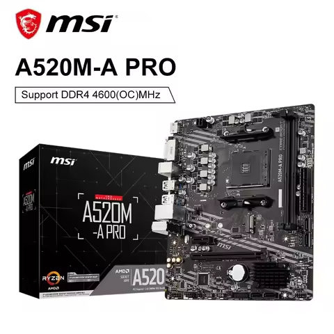 MSI A520M A PRO Motherboard DDR4 M.2 USB3.2 STAT 3.0 SSD Audio Boost AMD A520 Socket AM4 4K Ultra HD