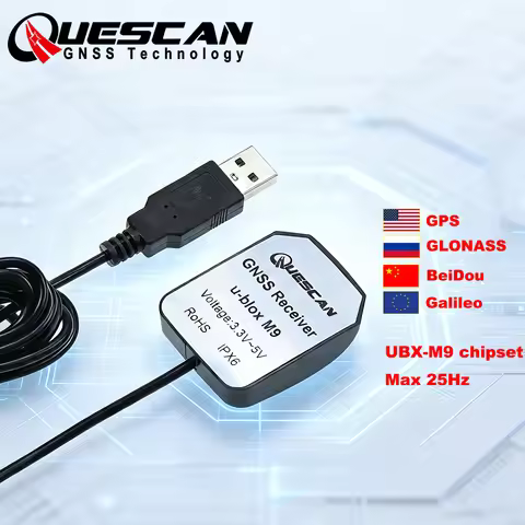 QUESCAN Android Windows USB GPS GNSS Antenna Receiver USB M9 M9N GPS Galileo GLONASS BeiDou QZSS 1-2