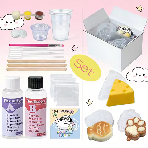 DIY Taba Squishy Kit Set Liquid Gel, Liquid Silicone Squishy Making Kit Perfect Kawaii Taba Squishy 