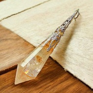 彩虹光膠花靈擺 黃膠花 靈擺 項鍊 吊墜 膠花水晶 錦鯉水晶