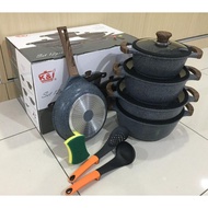 [PREORDER] PERIUK BATU GRANITE K&I Germany 12pc Non Stick Casserole Set Periuk Viral Cookware