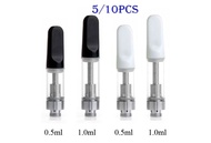 5/10Pcs Glass Vape Oil Cartridges O Pen Vaporizerr Tank With Ceramic Coil & Ceramic Mouthpiece 510 T