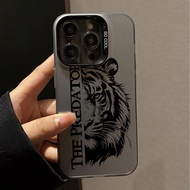 Fierce Animals 1pc Minimalist Tiger Pattern Matte Anti-Fall Protective Phone Case, Compatible With I