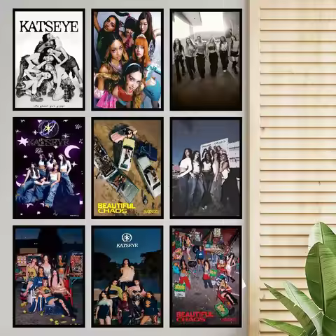 Popular Kpop Band K-Katseye Anime Posters Sticky Fancy Wall Sticker For Living Room Bar Decoration R