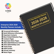WITTII Calendar Book, Smooth Writing Yearly Goals 3 Years Monthly Planner, Portable A4/A5 Annual Sum