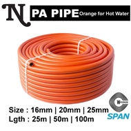 PA Pipe 16mm, 20mm, 25mm (Orange - Hot Water) - 25m, 50m, 100m (Brand c/w SPAN)