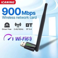 WiFi 6 Adapter 900Mbps Bluetooth 5.4 AX900 USB Dongle Wireless Network d Dual Band 2.4G 5G Ethernet 
