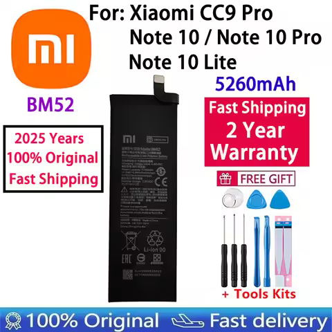2025 Years 5260mAh BM52 Original Battery For Xiaomi Mi Note 10 Lite 10Lite / Mi Note 10 Pro 10Pro / 