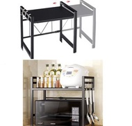 K-MART - 雙層可伸縮微波爐碳鋼儲物架(掛 儲放 增加 空間 位置 浪費 省位 調味料 調味包 調味醬 調味油 香料)