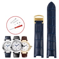 Tali Jam Tangan Kulit Tulen untuk Cartier Pasha Siri Gelang Jam Cekung Khas Lelaki Wanita Hitam Cokl