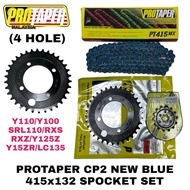 LC/Y15/Y125 PROTAPER 415MXx132 BLUE + CP2 BLACK SPOCKET SET (4 HOLE)