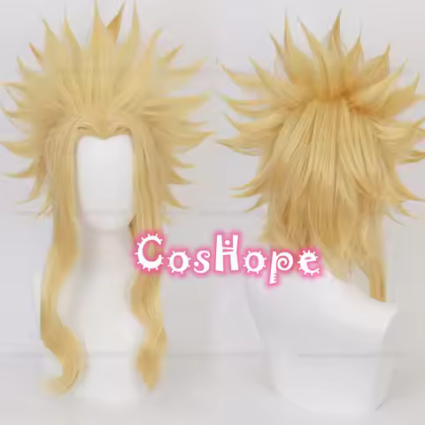 MHA All Might Cosplay Wig Men Fluffy Golden Yellow Wig Cosplay Anime Cosplay Wig Heat Resistant Synt