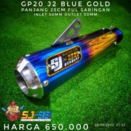 Slincer Silincer Knalpot SJ88 GP20 J2 Blue Gold 25 cm Full Saringan In
