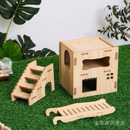 Buy Hamster Wooden Landscaping Dollhouse Nest Hide House Villa Toy Furniture Log Small Hammock Swing